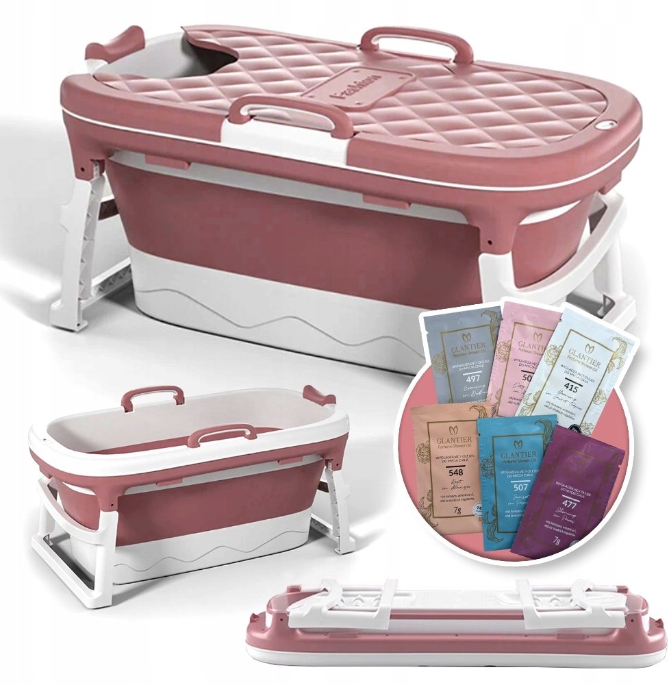 GoMedia Wanna Składana Silikonowa Różowa Przenośna Kąpiel Domowe SPA 110cm