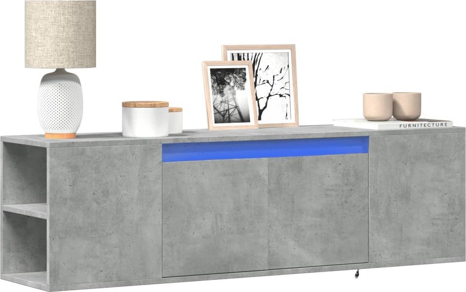 vidaXL vidaXL Ścienna szafka TV z LED, szarość betonu, 135x31x39,5 cm