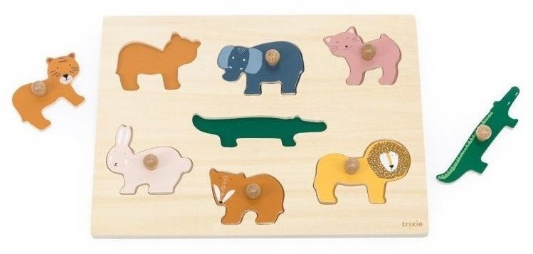 Puzzle drewniane ze zwierzętami 7el