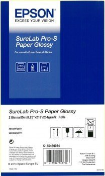 Epson Epson Surelab Pro-S Paper Glossy A4x65, 21 cm, 21 cm (8.25"), Gloss, 190 g/m², 252 µm, Germany
