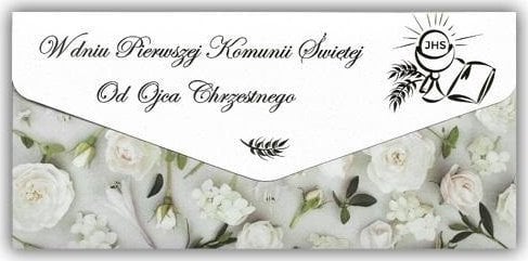 Kartka-koperta Komunia od Ojca Chrzestnego