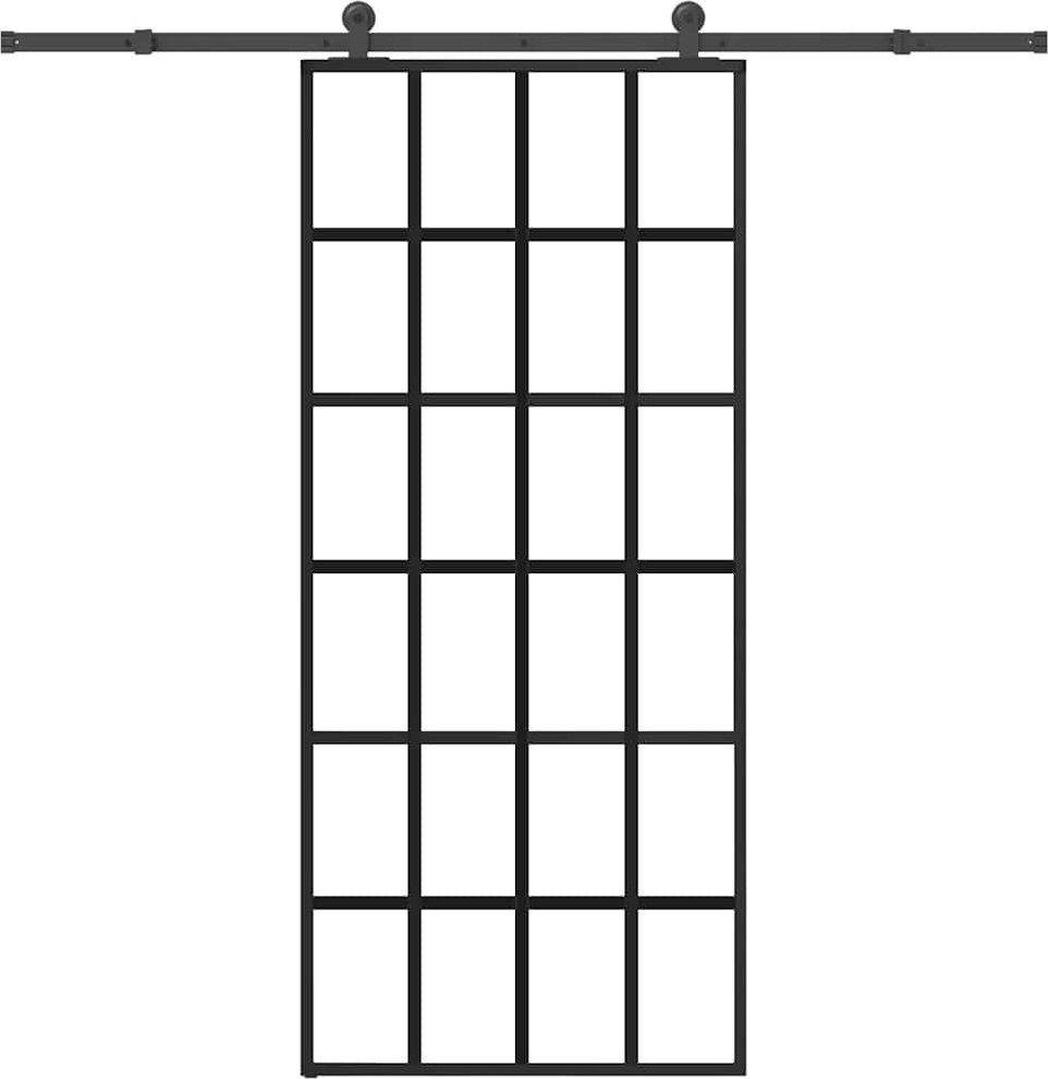 vidaXL vidaXL Drzwi przesuwne z osprzętem, 90x205 cm, szkło ESG i aluminium