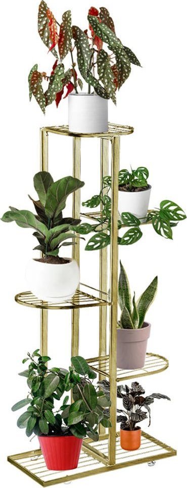 Strado Kwietnik metalowy stojący na 6 doniczek 97x43x22cm Złoty