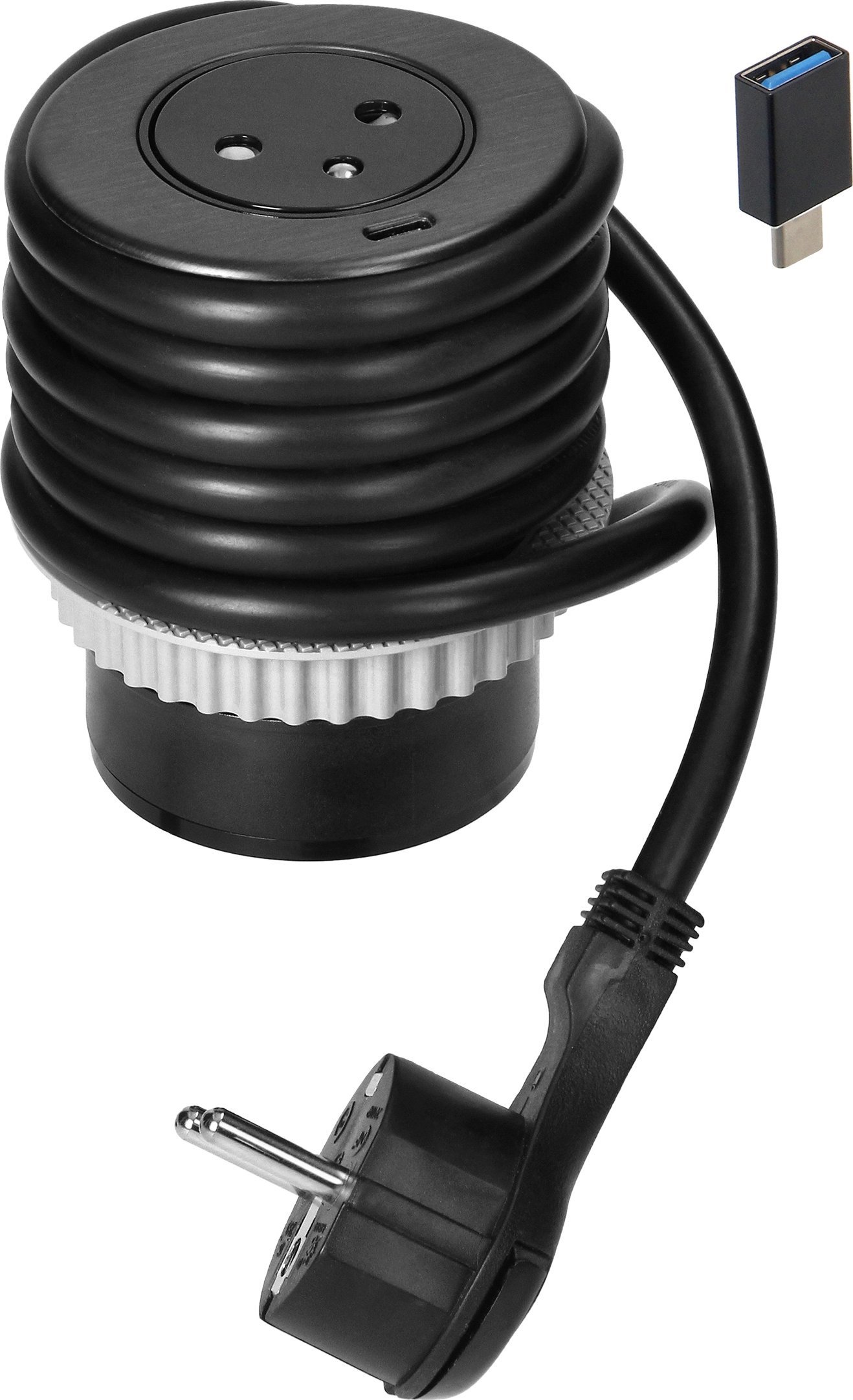 Orno Gniazdo wpuszczane w blat 2P+Z z systemem EasyEject, USB 3.0, 1,5m + przejściówka do USB