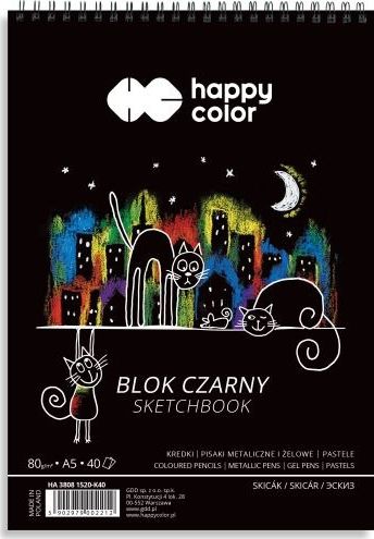 Happy Color Blok rysunkowy A5 40k czarny
