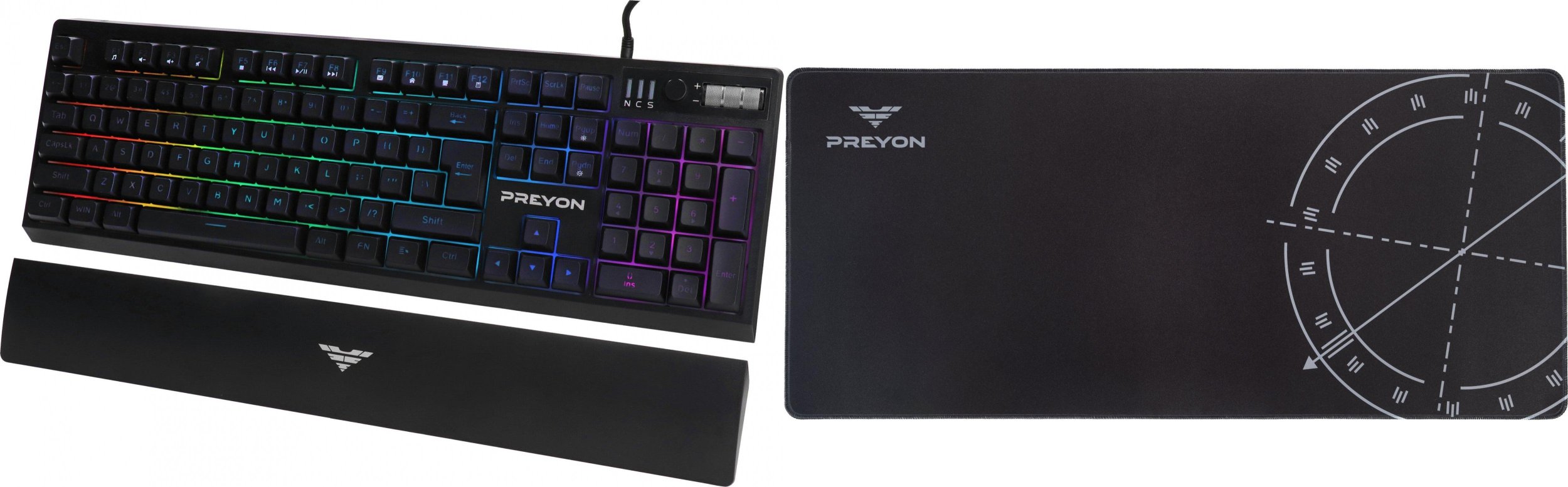 Klawiatura PREYON Klawiatura Preyon Long Claw Alpha (PLCA104B) + Podkładka gamingowa Preyon Falcon Speed XL (PFS90)