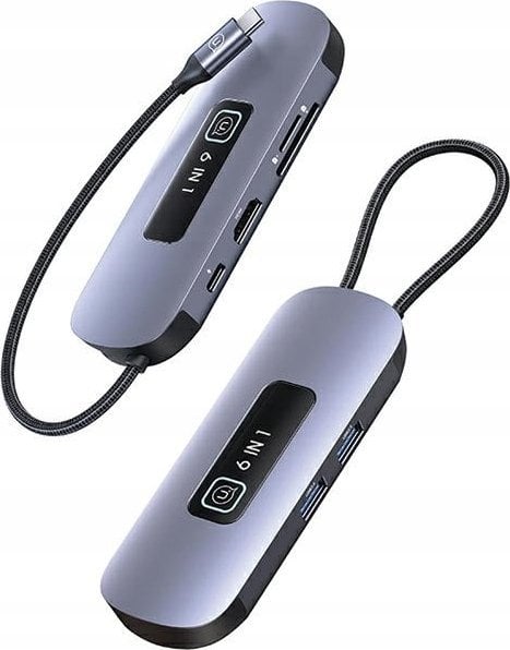 HUB USB Usams USAMS Adapter HUB 6in1 2xUSB 3.0/TF/SD/USB-C/HDMI PD100W gray/tarnish SJ642HUB01 (US-SJ642)