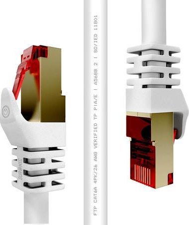 Duronic Duronic CAT8 WE 1m Kabel sieciowy S/FTP biały transmisja 40GB skrętka LAN pachcord