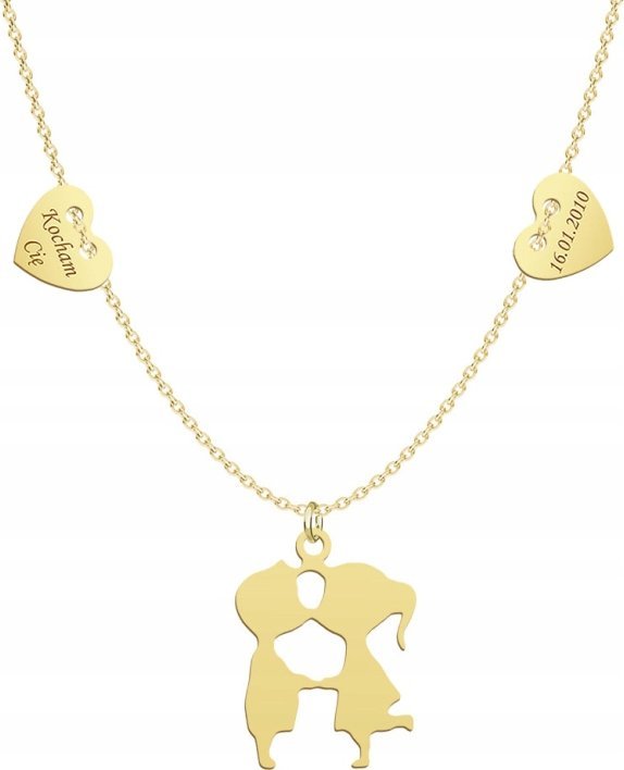 Radziszewska Jewellery Naszyjnik Złoty Zakochana Para Łańcuszek 925 Prezent na Dzień Kobiet GRAWER