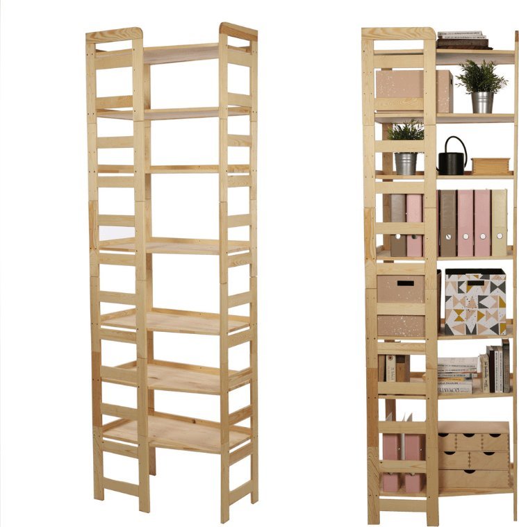 Wamar-Sosenka Regał Modułowy Wewnętrzny 236x72x44,8cm 7 Półek BERDO Surowy Drewno sosnowe Naturalny RR2_NW5X072_0_N0_F1 / Wamar-Sosenka