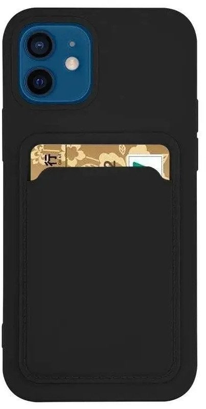 Card Case silikonowe etui portfel z kieszonką na kartę dokumenty do Samsung Galaxy A42 5G czarny