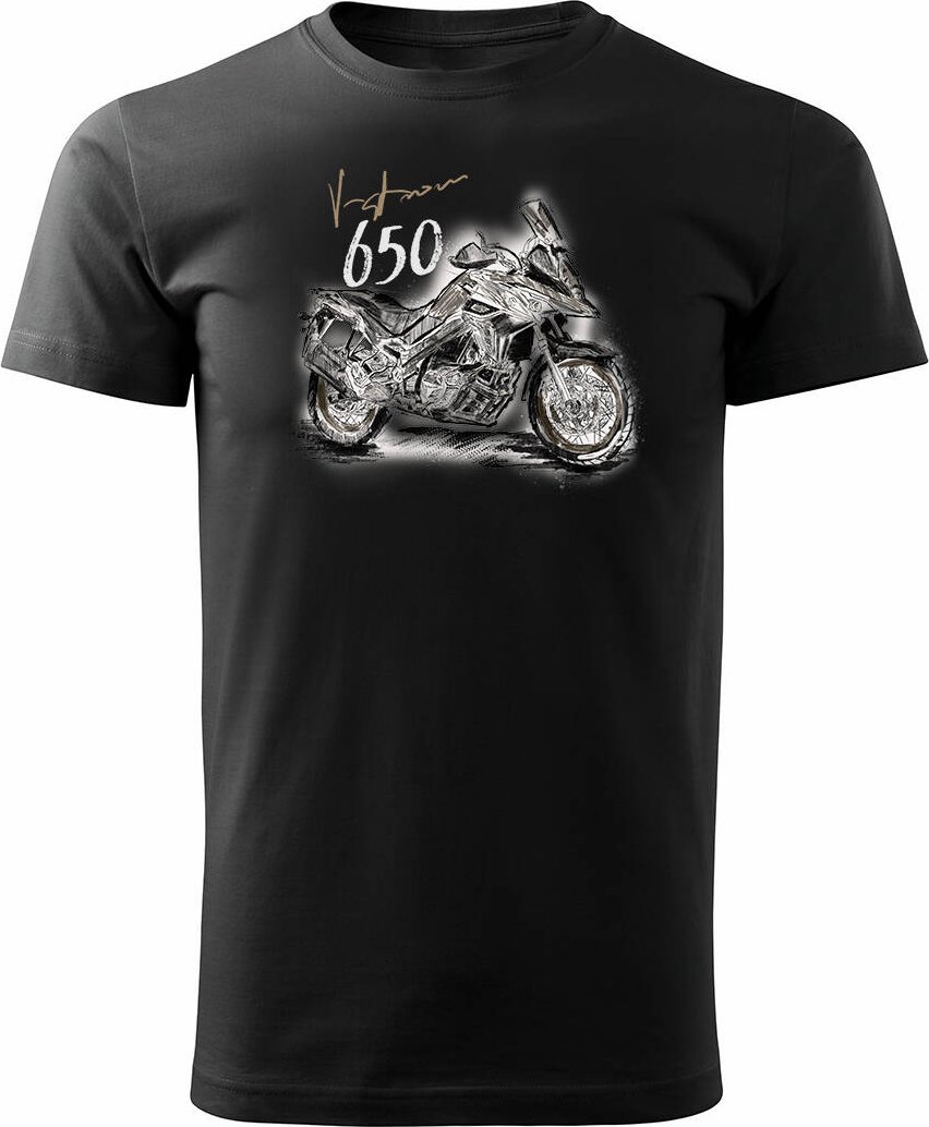 Topslang Koszulka z motocyklem na motor Suzuki V-strom Vstrom DL 650 XT męska czarna REGULAR S