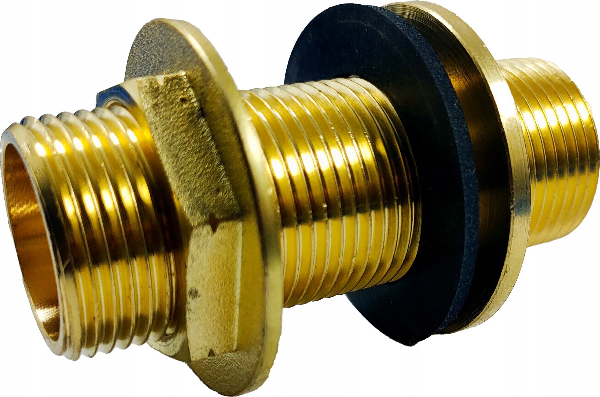 przejście przez przegrodę 1 1/4" (DN32) gwint zew. mosiężne z uszczelką, długość 70mm