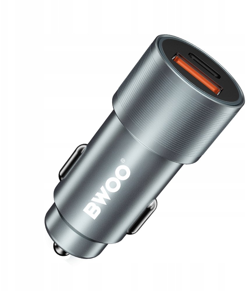 BWOO ładowarka samochodowa PD BO-CC73 1x USB-C 1x USB 38W srebrna