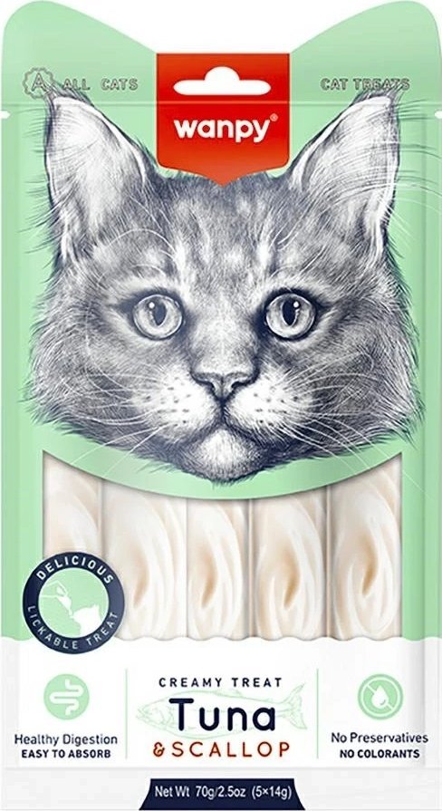 Wanpy Wanpy Krem dla Kota Tuńczyk Przegrzebki 70g