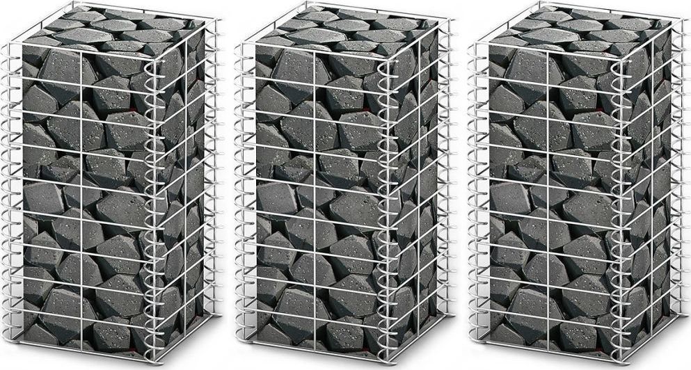 vidaXL Zestaw 3 koszy gabionowych, drut galwanizowany, 25 x 25 x 50 cm