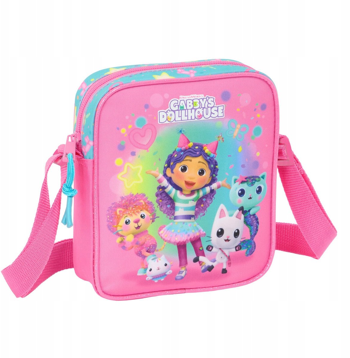 Torebka na ramię dla dziewczynki prezent z paskiem różowa Koci Domek Gabi