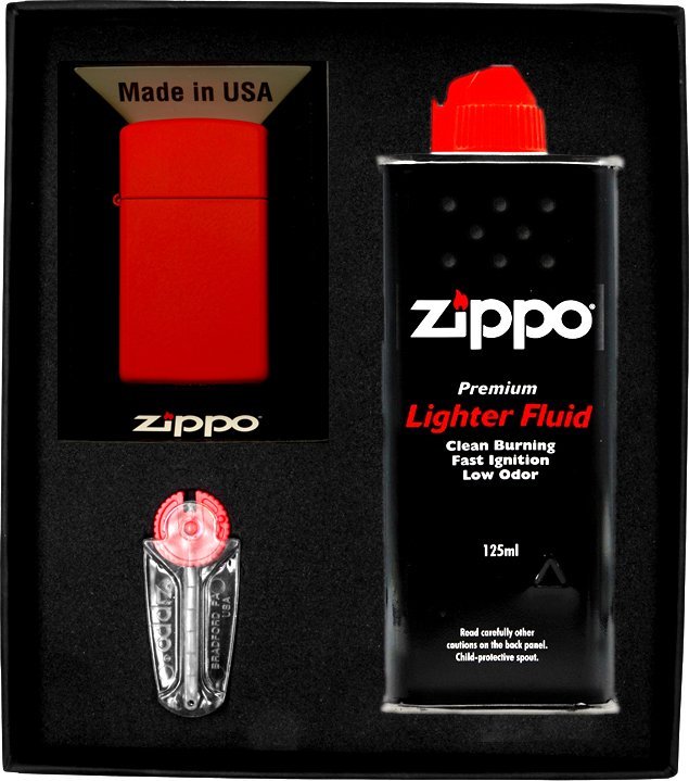 Zestaw ZIPPO Zapalniczka RED MATTE SLIM Prezentowy No1