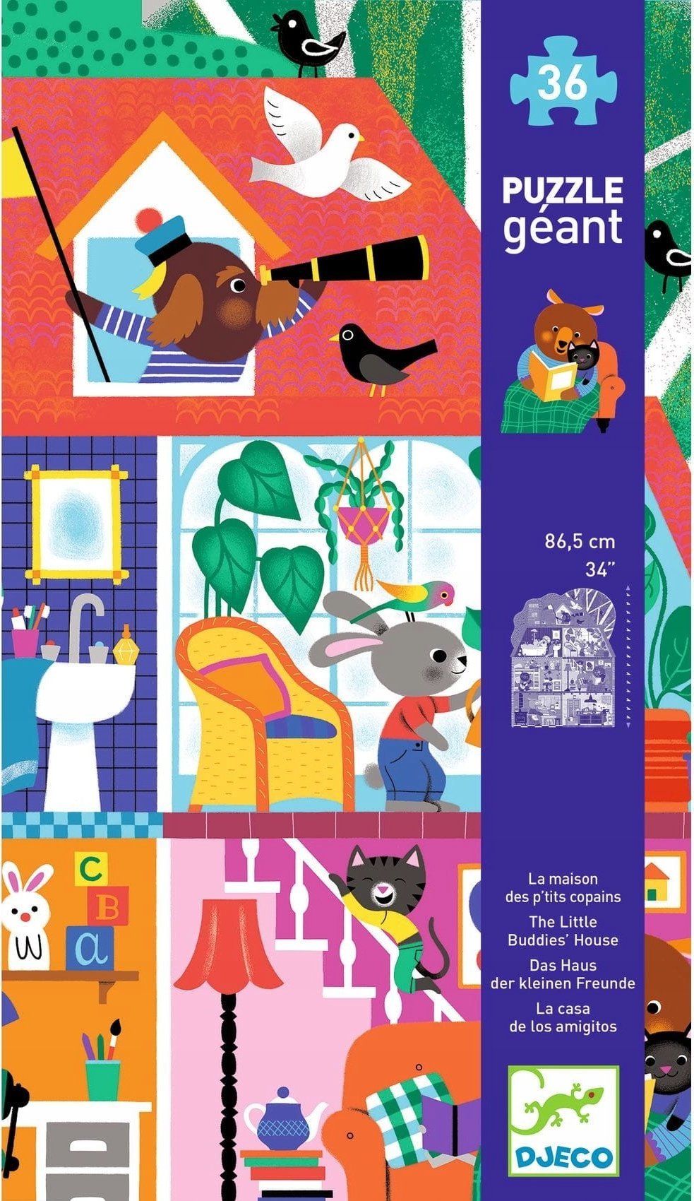 Djeco Milžiniška dėlionė - Gyvūnų namai (36 dalys)