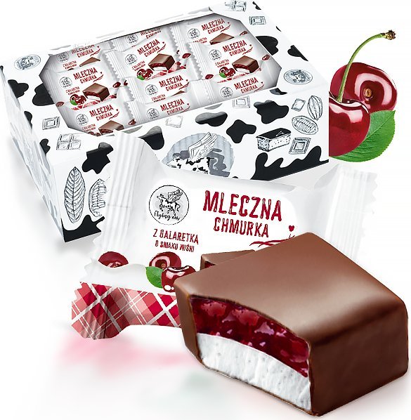 Flying Cow Cukierki Mleczna chmurka z galaretką o smaku wiśniowym 1 kg