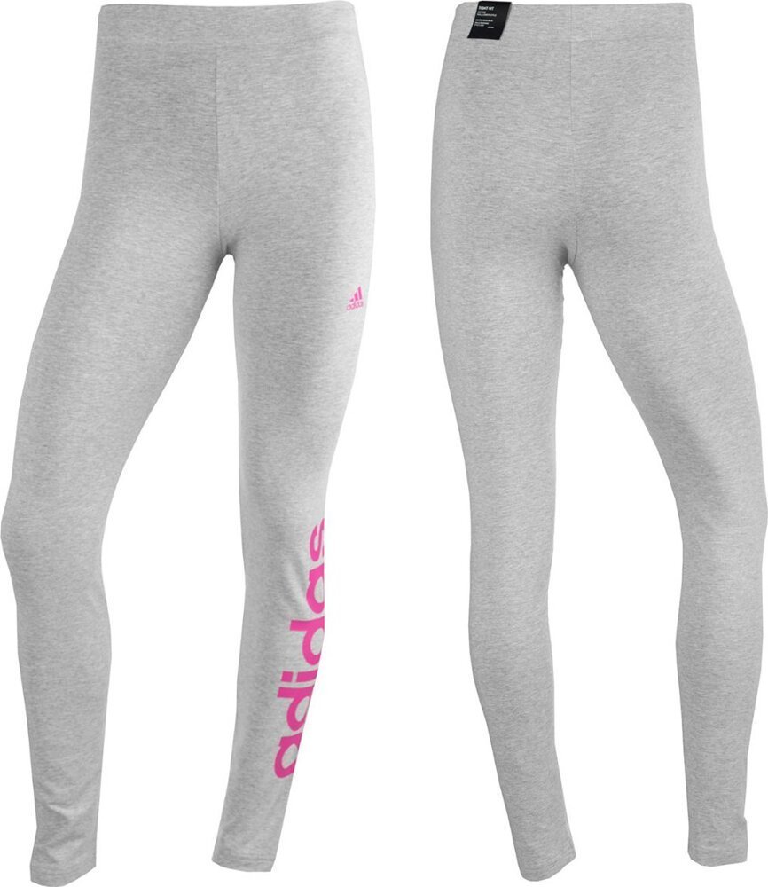 Adidas Legginsy dla dzieci adidas Essentials Linear Logo szare IC3580 164cm