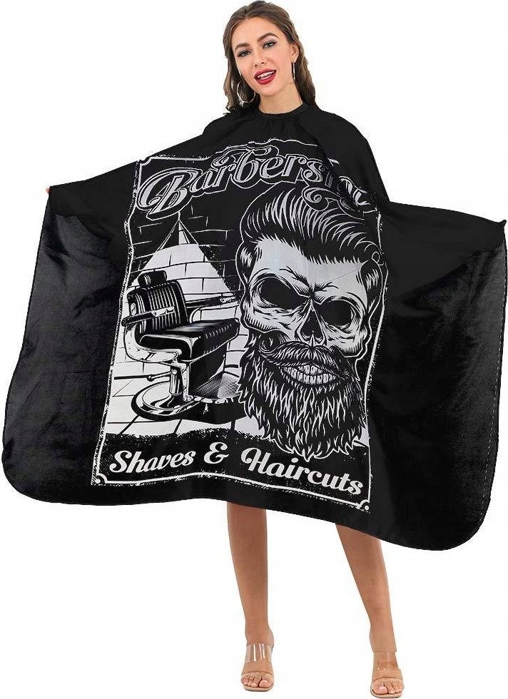 Korbi PELERYNA FRYZJERSKA SALONU STRZYŻENIA SKULL BARBER