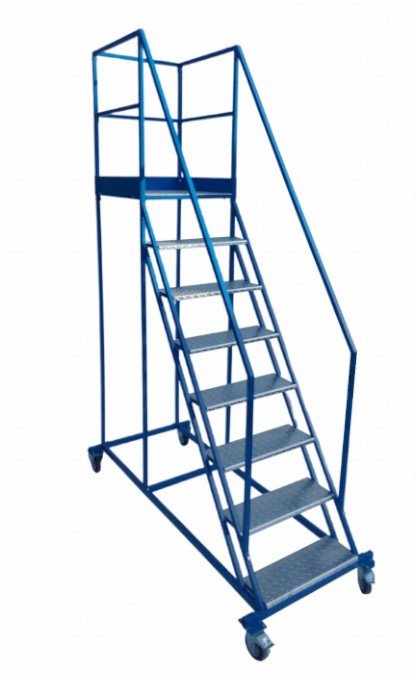 Stalowy podest roboczy, jezdny 7 stopni i platforma (standard)