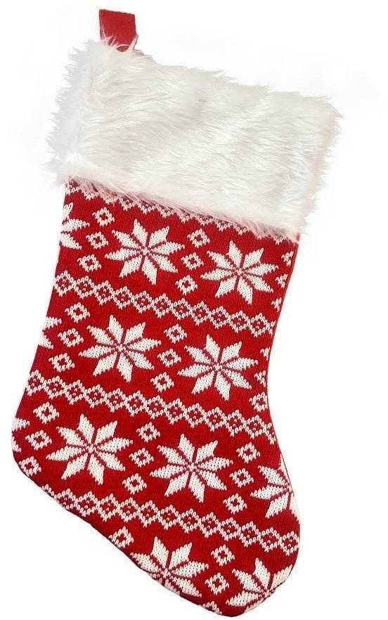 Skarpeta świąteczna czerwona w śnieżynki 41x22cm