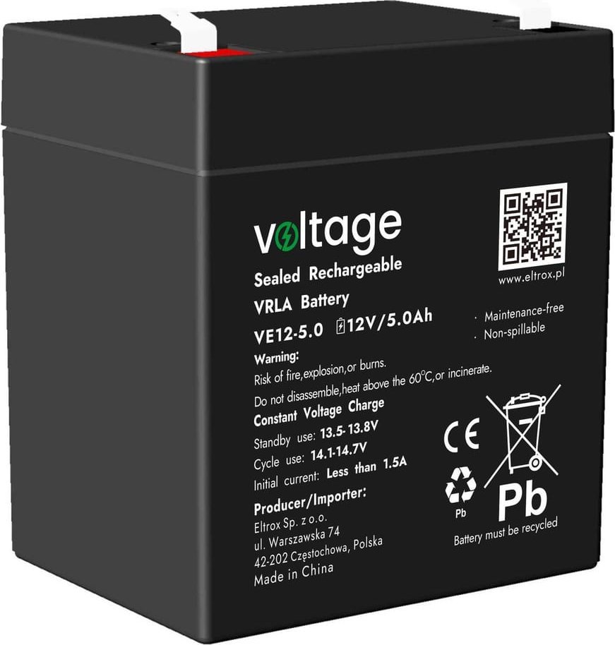 voltage Akumulator AGM 12V 5.0Ah VE12-5.0