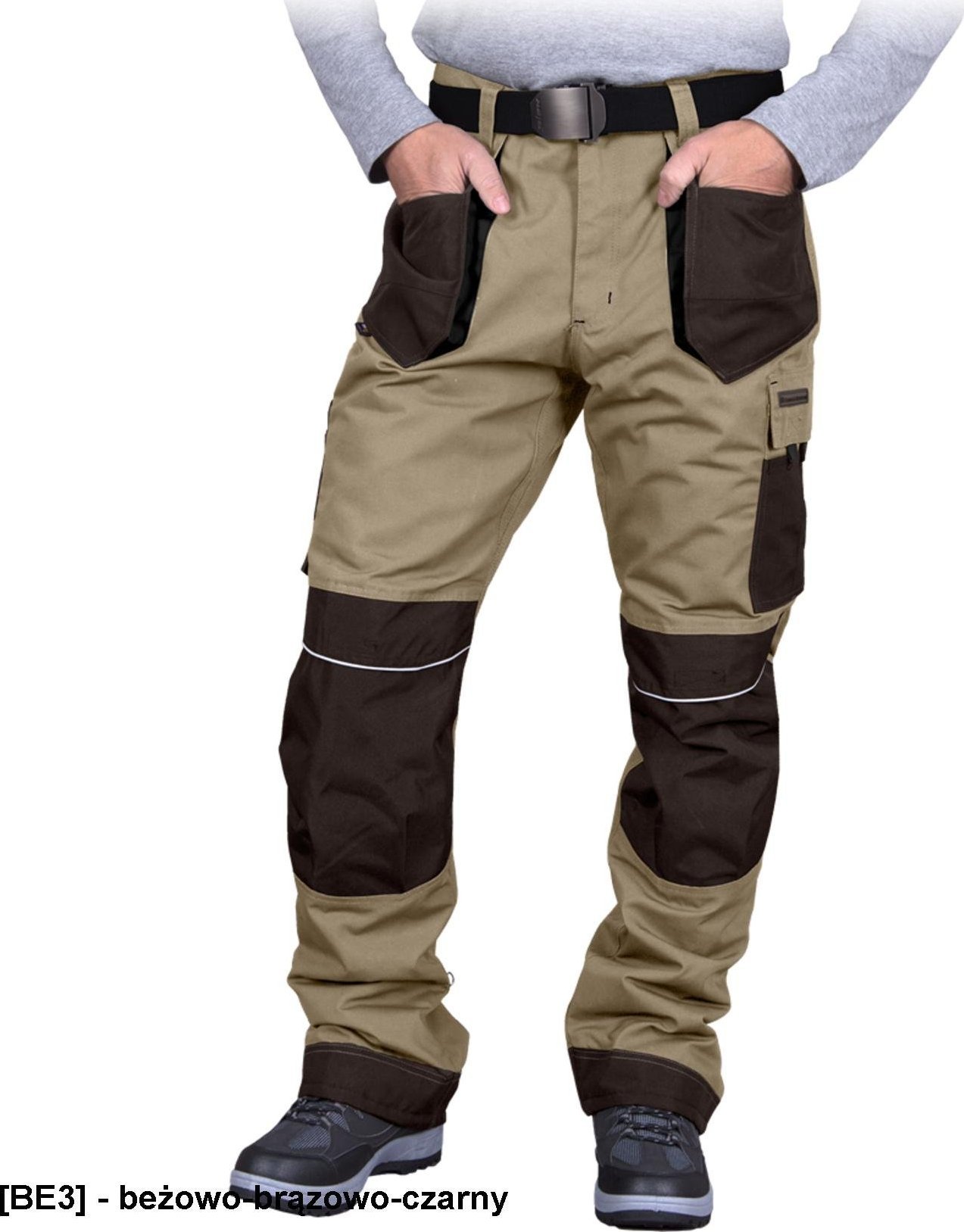 R.E.I.S. LH-FMNW-T - Spodnie ochronne ocieplane do pasa FORMEN - beżowo-brązowo-czarny M