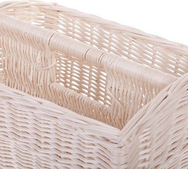 WickerPL Wiklinowy Wybielany Kosz Organizer z Przegrodą 41x29 H24/26 cm
