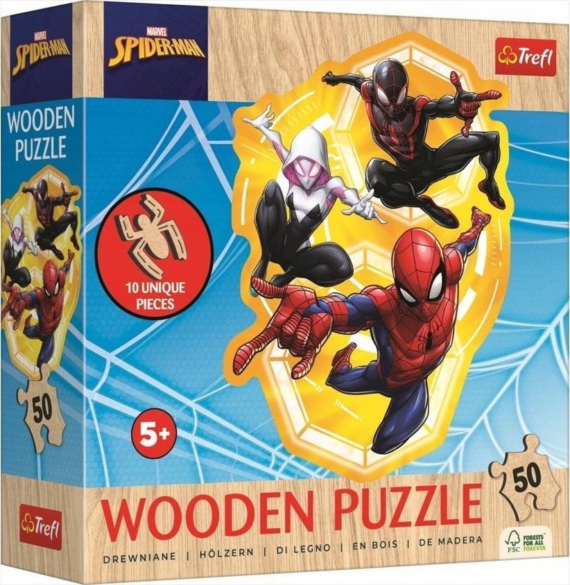 Trefl Puzzle drewniane Spider-Man gotowy w akcji 50 elementów (20280)