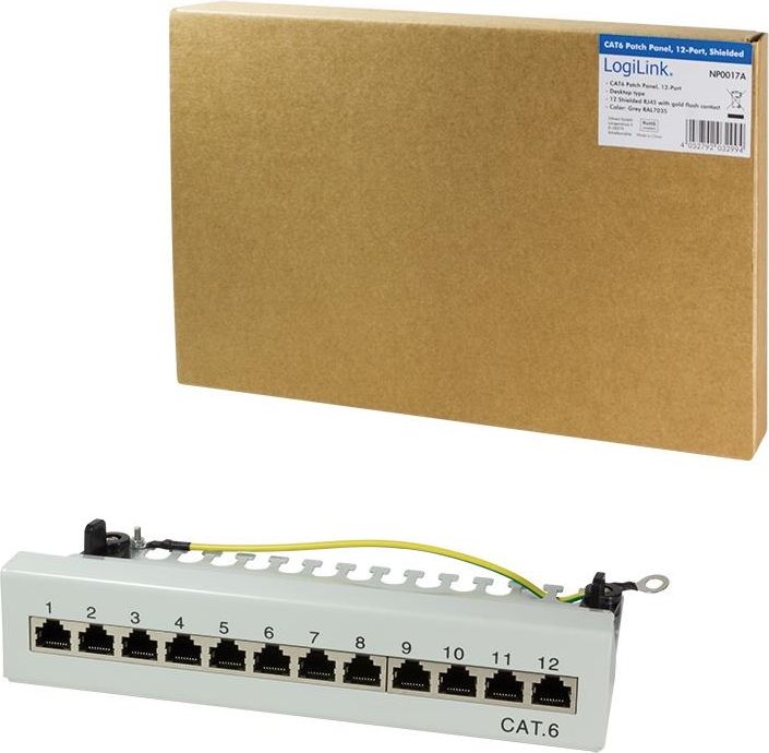 LogiLink Patch panel 12x RJ-45 Cat.6 Szary (NP0017A)