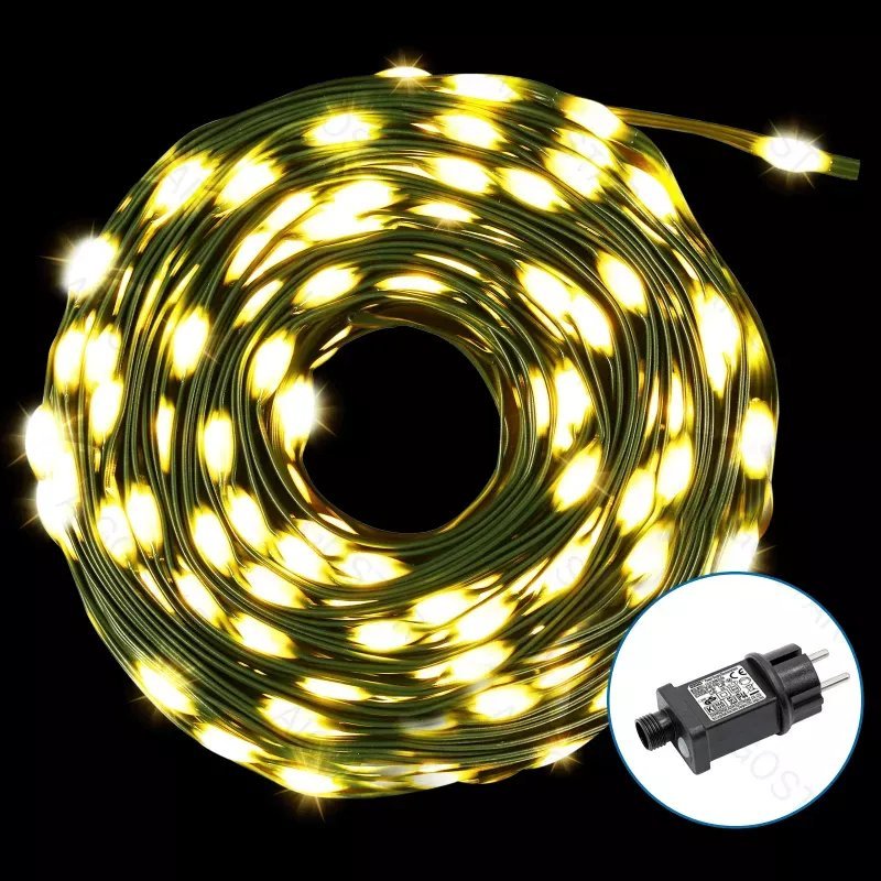 Lampki choinkowe Aigostar Niskonapięciowe lampki choinkowe 300 led taśmowe Ciepła biel, 30 m Niskonapięciowa taśma świetlna PVC i miedź, Ciepła biel,