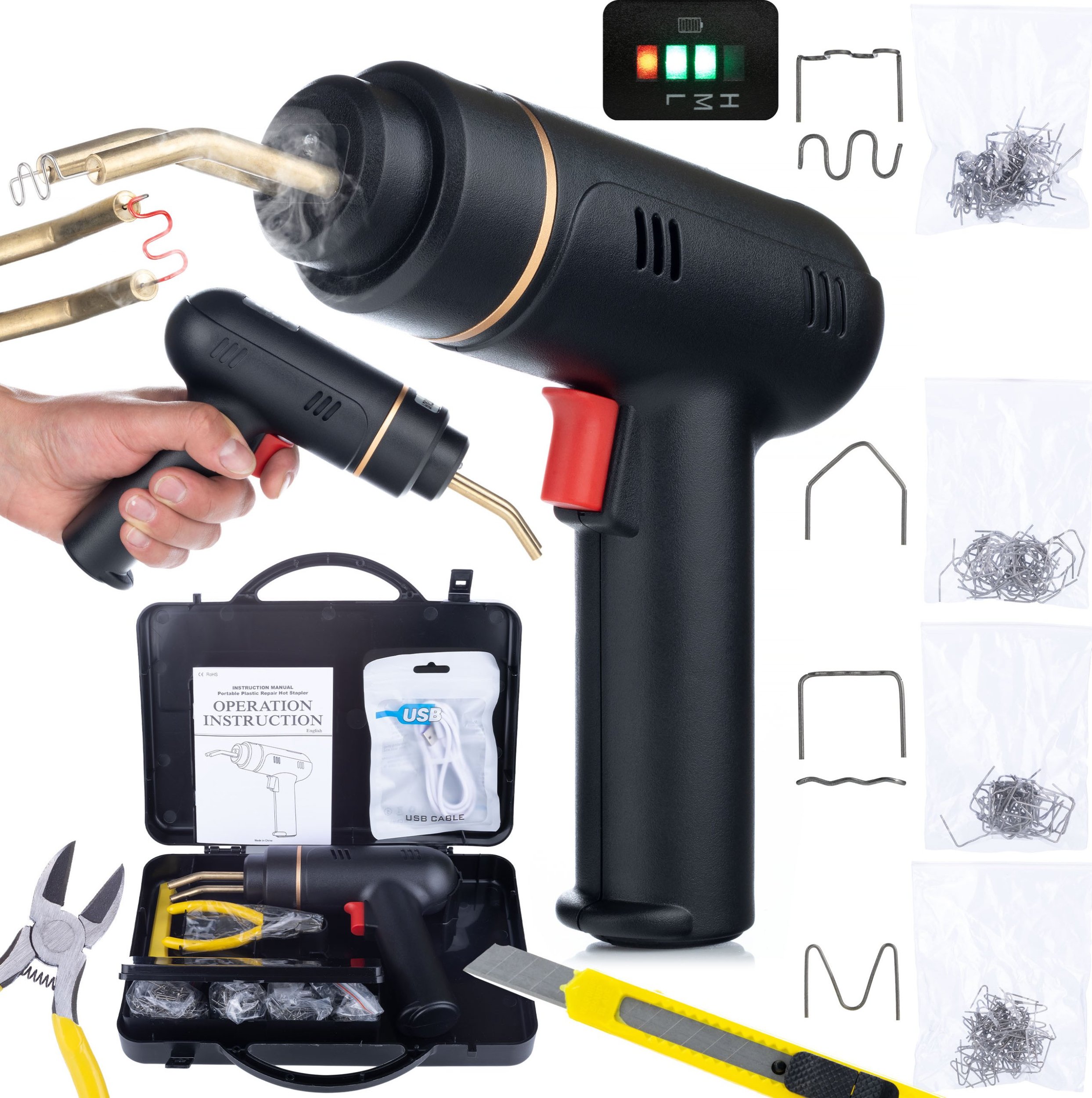 Zszywacz Rosfix AKUMULATOROWY ZSZYWACZ 200W ZSZYWARKA SPAWARKA PLASTIKU WALIZKA 400 ZSZYWEK