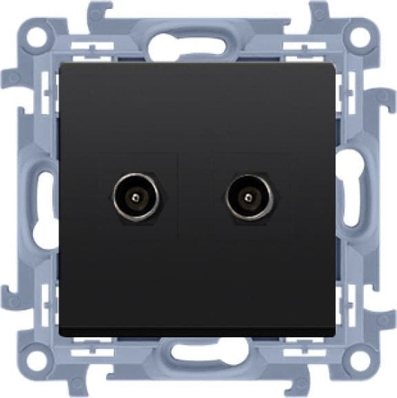 Kontakt-Simon Gniazdo antenowe Kontakt-Simon Simon 10 CASF2.01/49 typu "F" podwójne moduł czarny mat