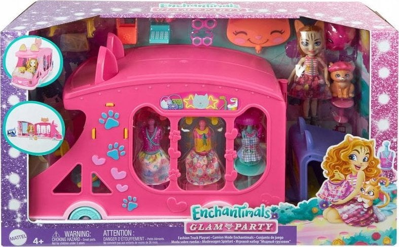 Mattel Enchantimals Mobilne studio mody Zestaw + lalka Kotek (HPB34)