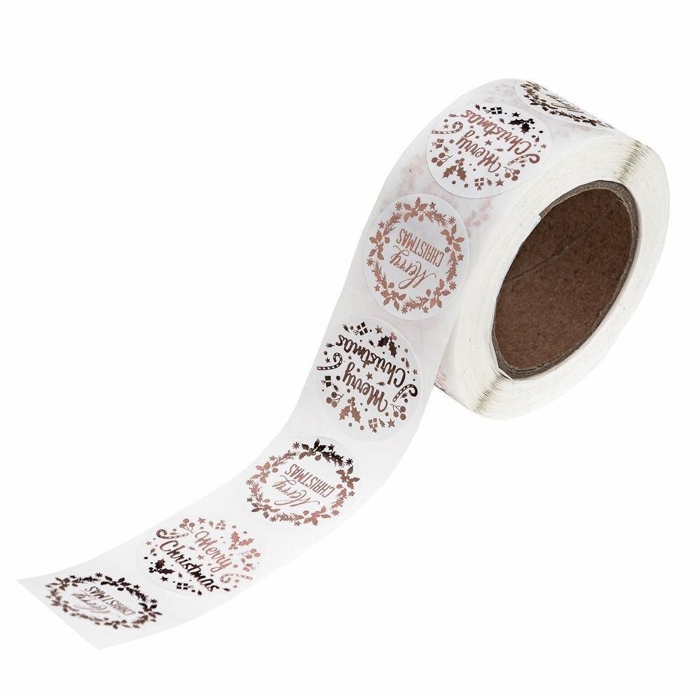 Zdesign Naklejki na rolce 2,5cm - Złoty różany świąteczny 500s