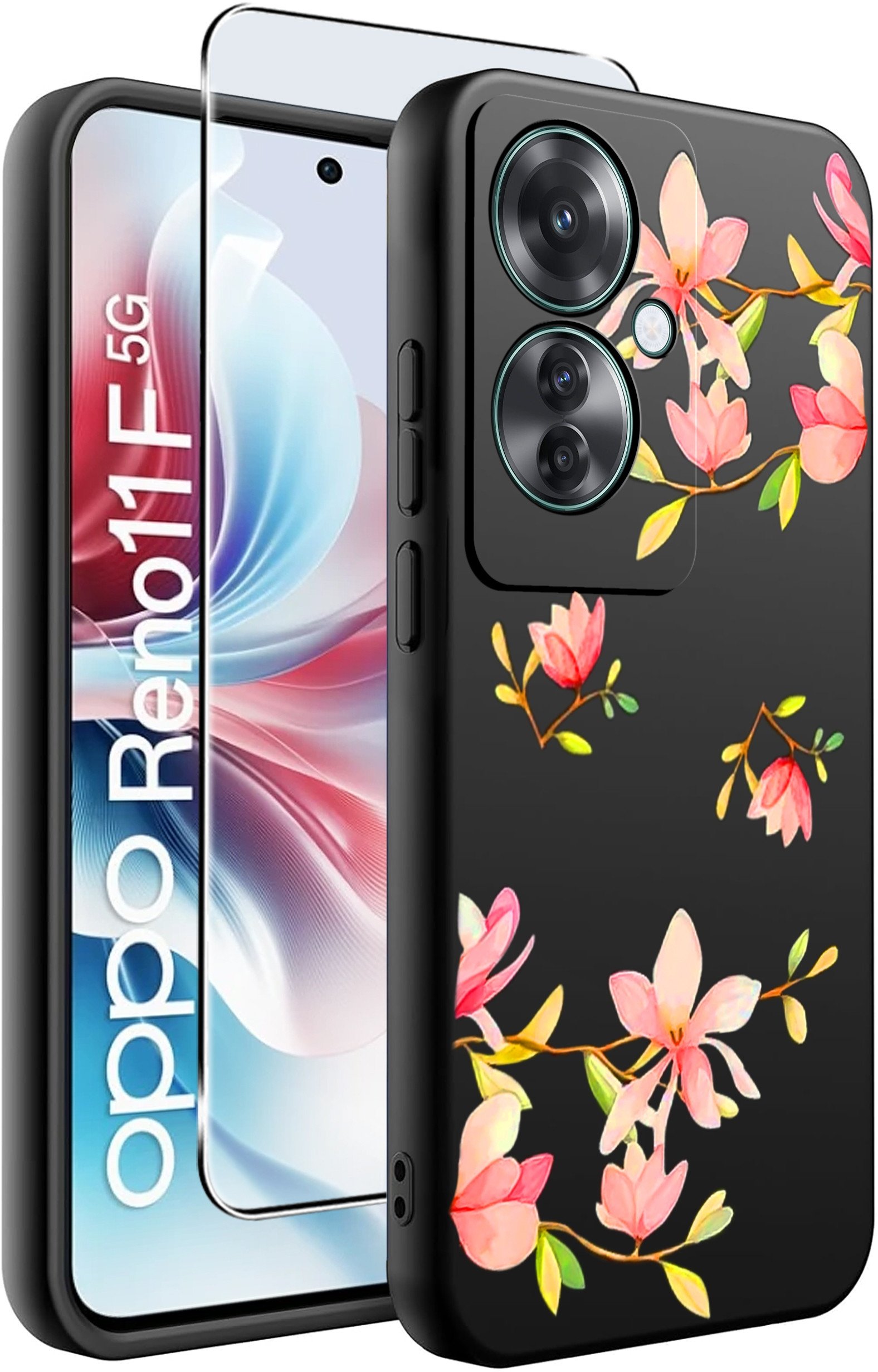 ETUI do Oppo Reno11 F 5G WZORY | SILIKONOWE MATT CASE + SZKŁO HARTOWANE 9H