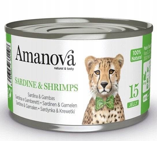 Amanova Kot Sardine & Shrimps w galaretce puszka 70g
