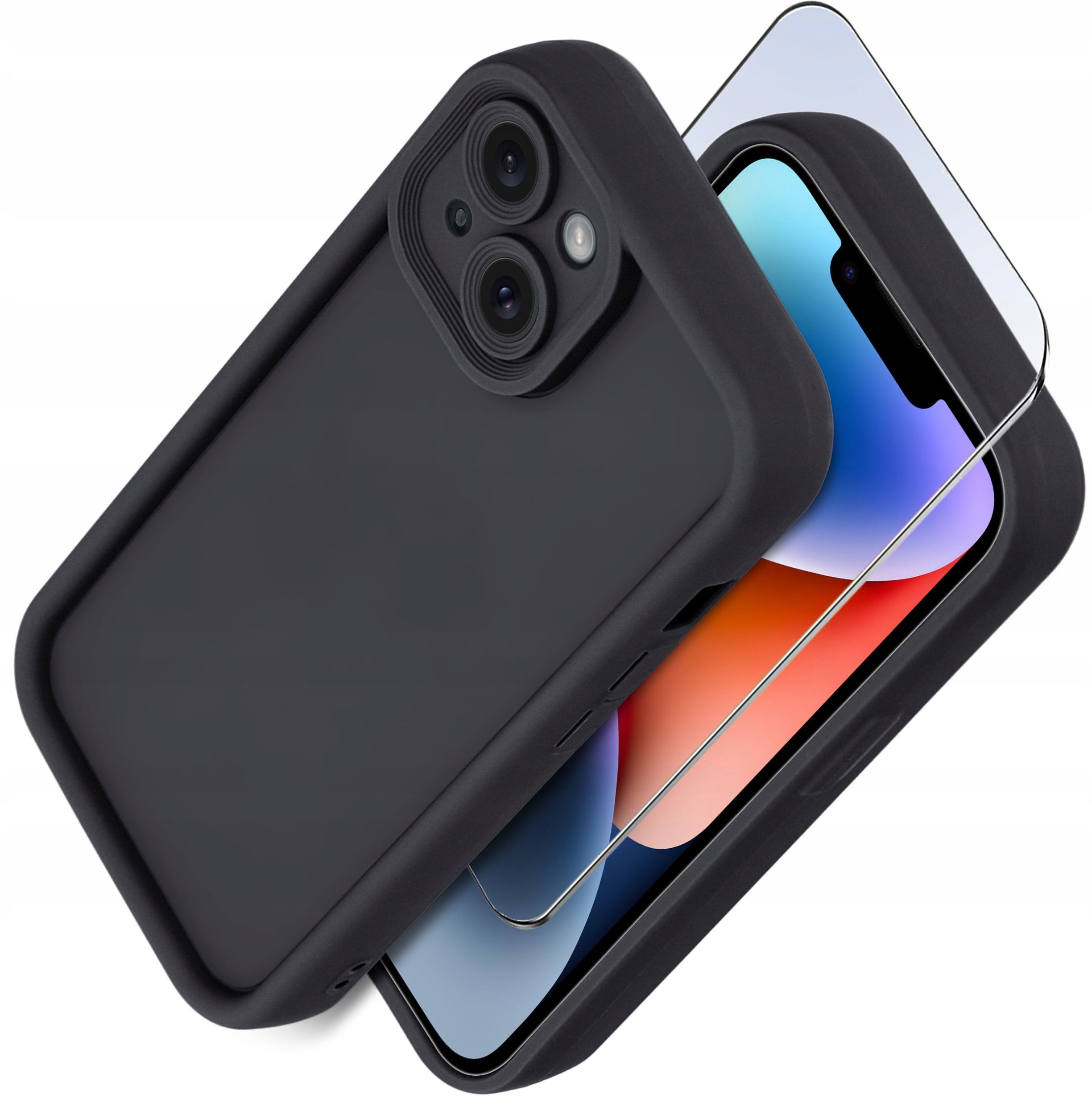 Etui do iPhone 13 | 14 silikonowe MATOWE + Szkło ochronne na ekran 9H