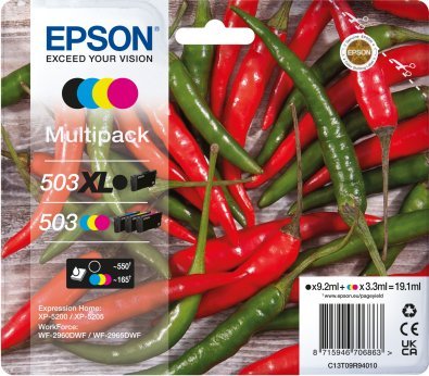 Tusz Epson Epson 503 XL Multipack - 4er-Pack - XL - Schwarz, Gelb, Cyan, Magenta - original - Blister mit RF- / akustischem Alarmsignal - Tintenpatron