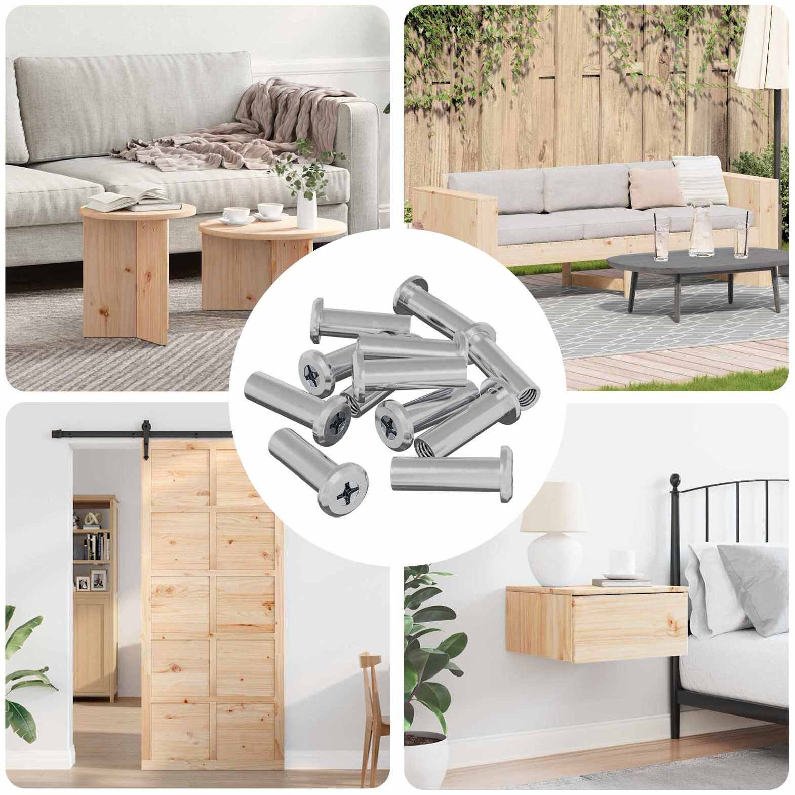 vidaXL Nakretka Zamkowa 2857 pcs srebrny Stal