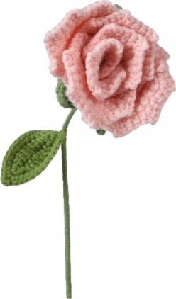 Kaemingk Kwiatek dzianinowy urocza róża dekoracja z materiału 40x6 cm