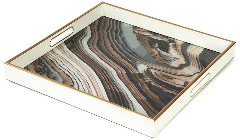 Decorative glass tray ONYX, 40 x 40 x 4.5 cm