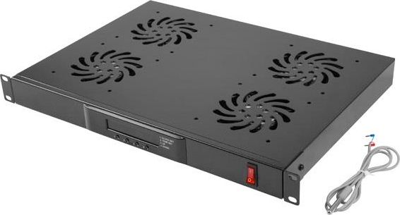 Lanberg Panel wentylacyjny LCD 1U z termostatem do szaf 19" (AK-1503-B)