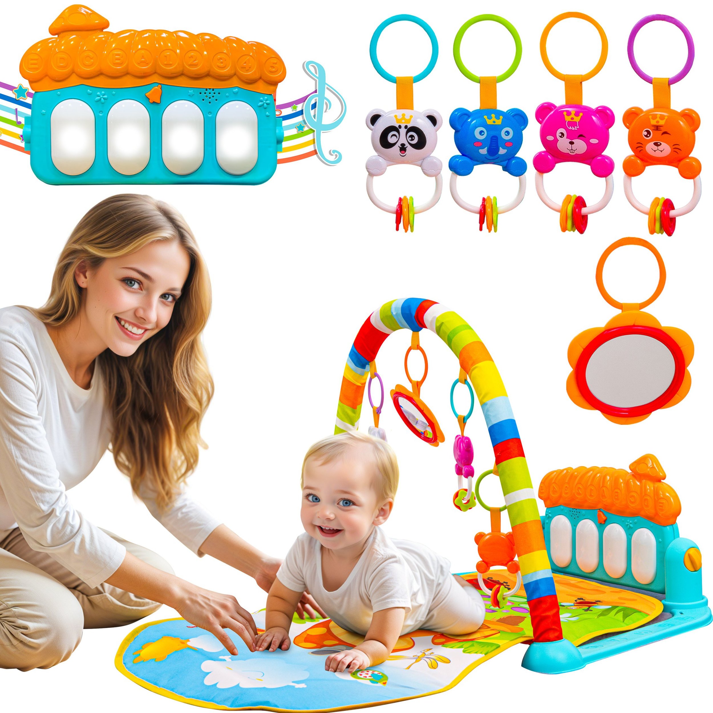 Ricokids MATA EDUKACYJNA INTERAKTYWNA POMARAŃCZOWY DOMEK PIANINKO