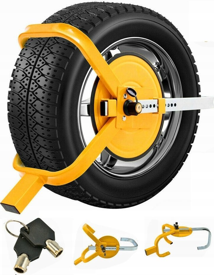 BLOKADA ANTYKRADZIEŻOWA NA KOŁO SAMOCHODU LUB PRZYCZEPY BLOKADA NA KOŁA