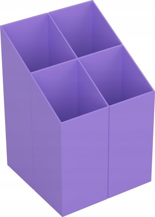 ICO Przybornik na biurko ICO kwadratowy, plastikowy, 4 komory, fioletowy