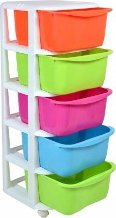 Gockowiak Regał na kółkach z 5 kolorowymi szufladami